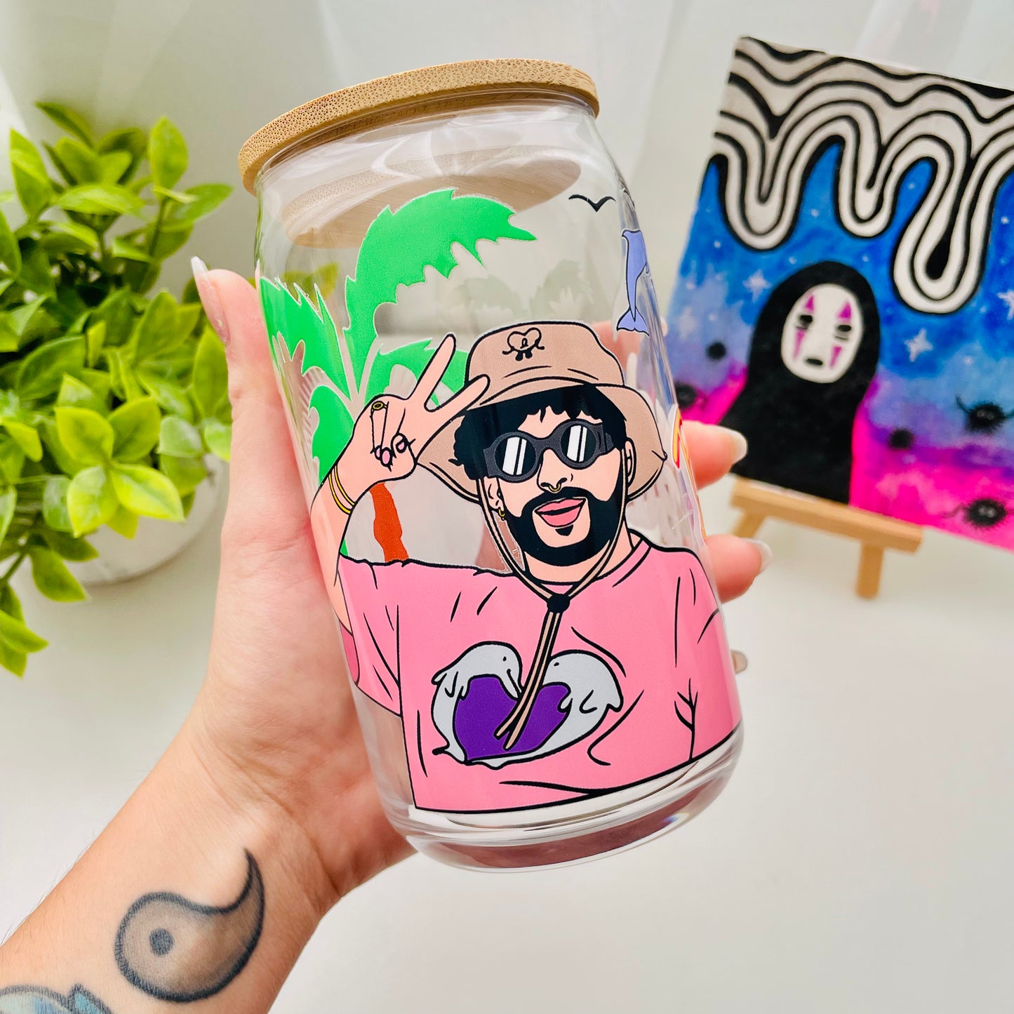 Vacation Bunny Glass Can