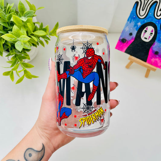 Old School Man Spider Glass Can